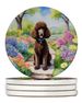 Chocolate Poodle Spring Path Large Sandstone Coasters Pack Of 4 Absorbent Round Coasters Decor Gifts For Men Or Women, 4 In, Multicolor_maomaolike.com