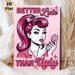 Retro Pin-up Girl Painting Poster, Vibrant Pink Pop Art Style Poster, Witty Slogan Design, Chic Decorative Piece For Bedroom, Vanity Area_maomaolike.com