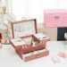 Multifunctional Double Layer PU Leather Jewelry Necklace Ring Earring Storage Box Home Customization_maomaolike.com