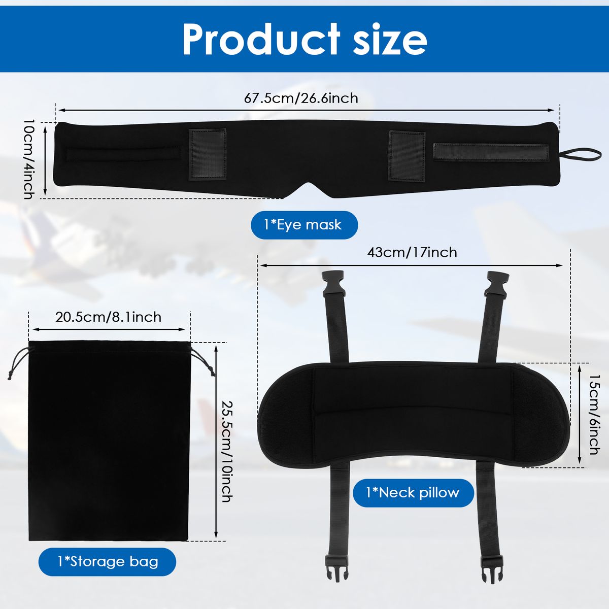 2 In 1 Travel Cotton Comfortable Neck Headrest With Eye Mask And Storage Bag 360° Support Airplane Pillow For Travelling_maomaolike.com