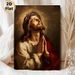 Jesus Themed Painting Poster, Realistic Warm-toned Sacred Portrait With Crown Of Thorns Poster, Creates Serene Spiritual Vibe, Ideal For Home, Prayer_maomaolike.com
