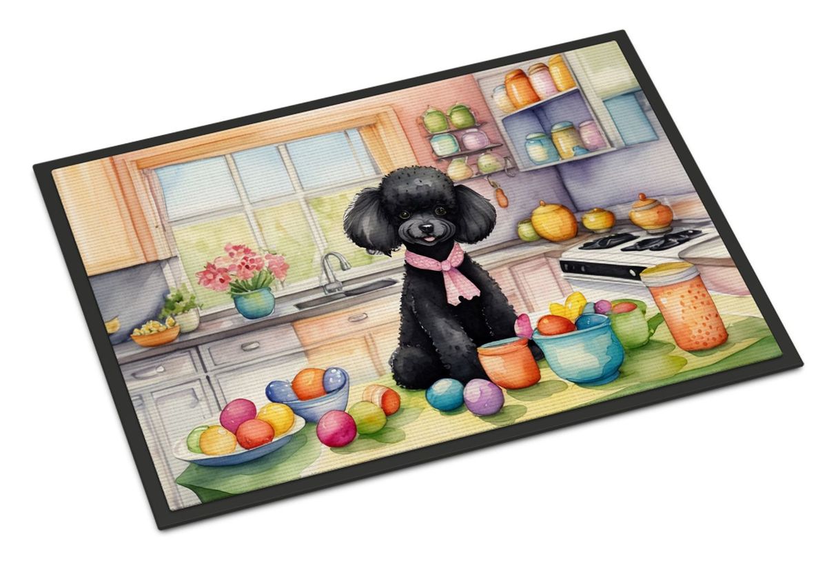 Decorating Easter Black Poodle Doormat Front Door Mat Indoor Outdoor Rugs For Entryway, Non Slip Washable Low Pile, 24H X 36W_maomaolike.com