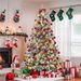 6FT Artificial Hinged Christmas Tree Snow Flocked Pine Tree With Solid Metal Stand Festival Xmas Tree For Indoor Outdoor_maomaolike.com