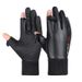Winter leather warm gloves plus velvet men's non slip open finger windproof water proof touch screen photography cold proof flip gloves_maomaolike.com