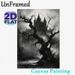Gothic Haunted Castle Painting Poster, Monochrome Dark Gothic Style Poster, Mysterious Atmospheric Design With Twisted Bare Tree & Misty Spooky_maomaolike.com
