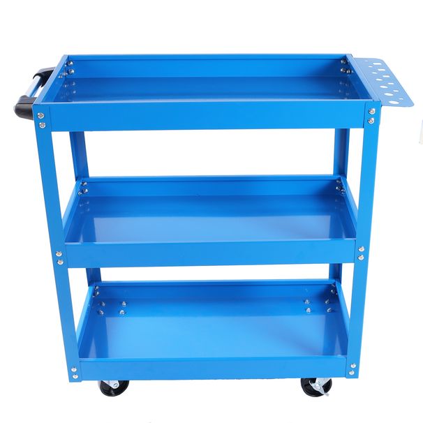 Tool Cart On Wheels, 3 Tier Rolling Mechanic Tool Cart, Heavy Duty Steel Utility Cart W/Lockable Wheels, 450 LBS Capacity Industrial Service Cart For Garage, Warehouse, Workshop (blue)_maomaolike.com