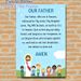 Our Father Prayer Painting Poster, Warm Cartoon-style Poster With Classic Prayer Text And Praying Figures, Gentle Religious Decor Ideal For Church_maomaolike.com