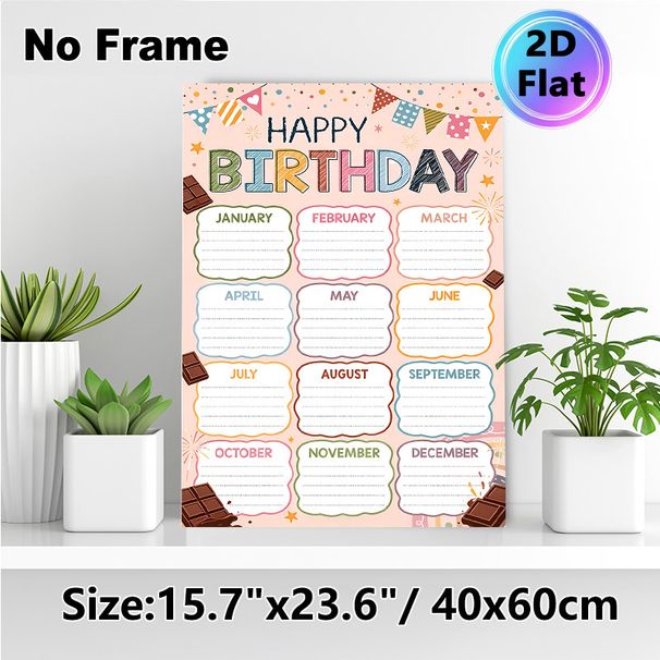Birthday Tracker Painting Poster, Colorful Playful Hand-drawn Style Poster, Functional Design To Record Monthly Birthdays, Suitable For Office, Home_maomaolike.com