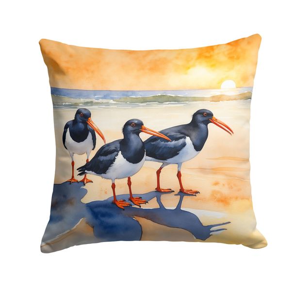Oystercatchers Foraging Throw Pillow Machine Washable, Indoor Outdoor Decorative Pillow For Couch, Bed Or Patio, 18Hx18W_maomaolike.com