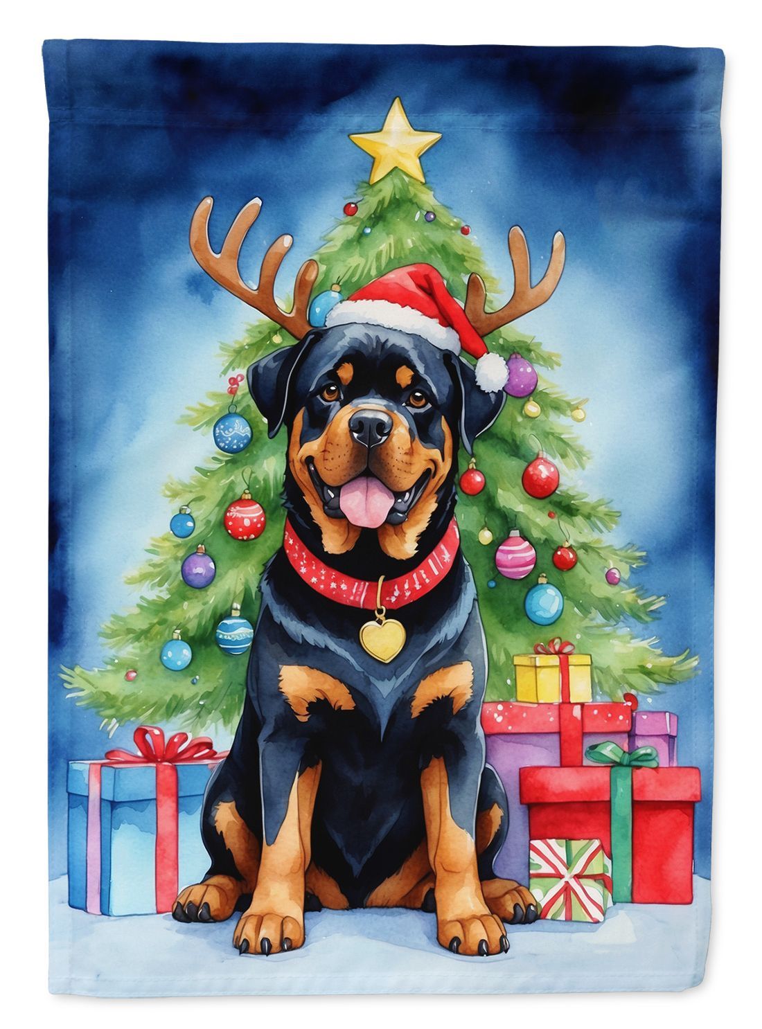 Rottweiler Christmas Reindeer Garden Flag Mailbox Flag Decorative Yard Flag Banner Outside Patio Artwork Yard Flower Beds, Garden Size, Multicolor_maomaolike.com