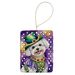 Bichon Frise King Of Mardi Gras Porcelain Ornament Christmas Tree Hanging Decorations For Home Christmas Holiday, Rectangle, Gift, Multicolor_maomaolike.com