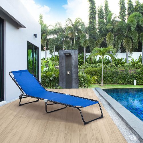 Folding Chaise Lounge Pool Chair, Patio Sun Tanning Chair, Outdoor Lounge Chair With 4-Position Reclining Back, Breathable Mesh Seat For Beach, Yard, Patio, Dark Blue_maomaolike.com
