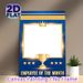 Employee Of The Month Painting Poster, Shiny Golden Trophy & Crown With Star Accents Blue-toned Poster, Ideal For Honoring Outstanding Employees_maomaolike.com