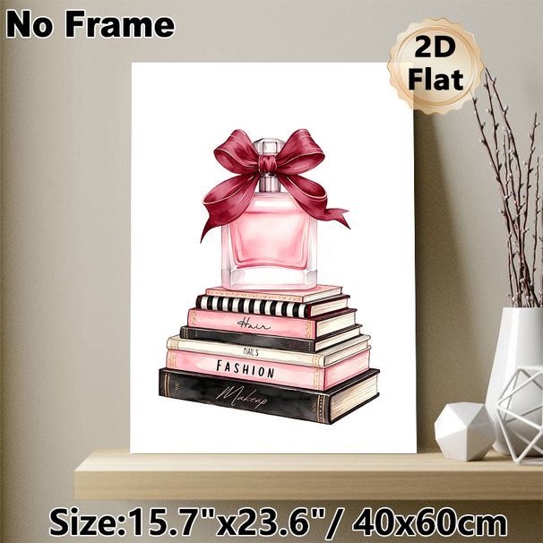 Fashion & Perfume Themed Painting Poster, Delicate Watercolor Style Glamorous Perfume & Fashion-themed Stacked Pieces Poster, Elegant Chic Decor For_maomaolike.com