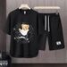 Men's Clothing 2024 Waffle Casual Summer Suit Men's Loose Teen Short sleeved T shirt Shorts Handsome Two piece Suit_maomaolike.com