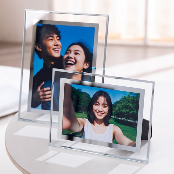 High-end Glass Display Stand 6inch 7inch 8inch A4 Couple Wedding Transparent Crystal Photo Empty Frame Wholesale_maomaolike.com