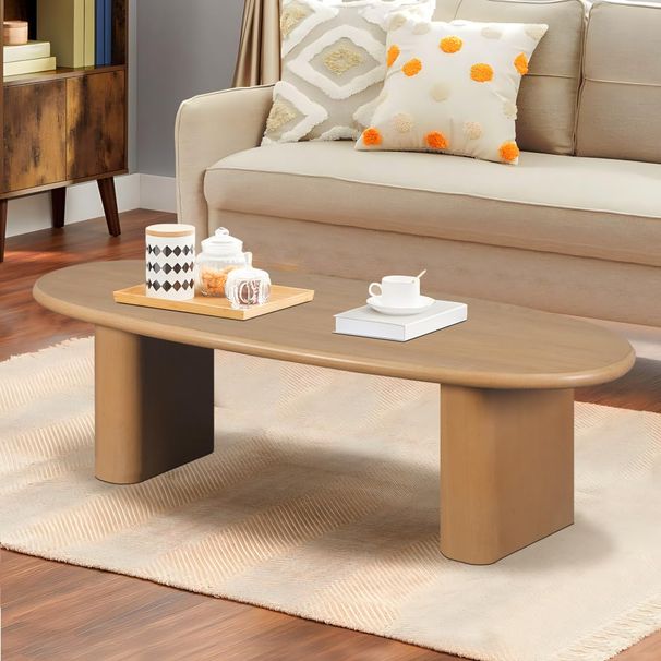 CREASION Tapered Tabletop 51'' Coffee Table Natural Wood Coffee Tables For Living Room_maomaolike.com