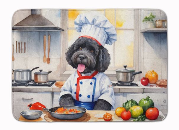 Portuguese Water Dog The Chef Memory Foam Kitchen Mat Machine Washable Anti-Fatigue Mat Cushion Comfort Bath Mat Or Kitchen Rug_maomaolike.com