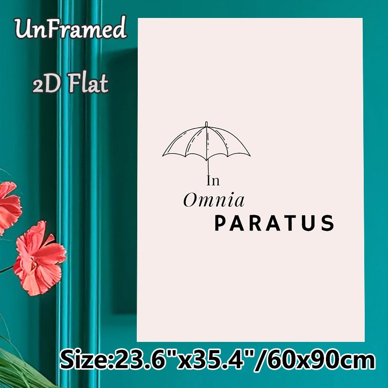 Umbrella & Latin Quote Painting Poster, Minimalist Line Art Umbrella & Typography Poster, Inspirational Motivational Wall Decor For Living Room_maomaolike.com
