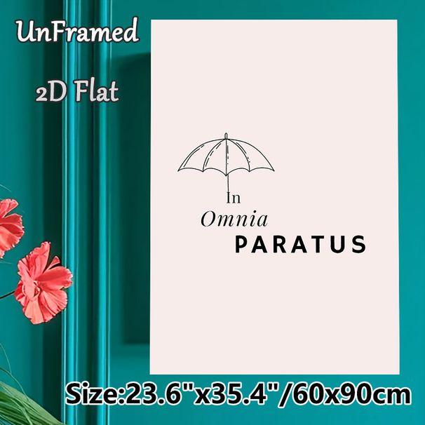 Umbrella & Latin Quote Painting Poster, Minimalist Line Art Umbrella & Typography Poster, Inspirational Motivational Wall Decor For Living Room_maomaolike.com
