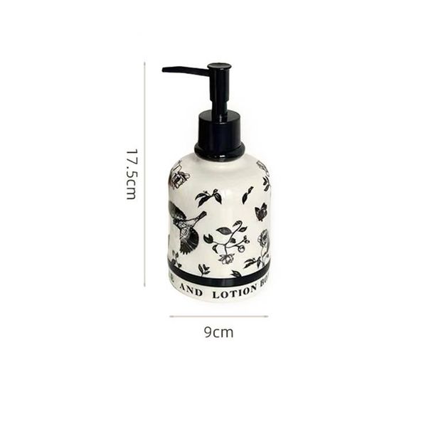 Medieval Style Ceramic Bottle, Flower And Bird Design Lotion Bottle, Homestay Hotel Design Hand Sanitizer Bottle_maomaolike.com