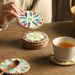 Handmade Resin Rattan Coasters, Tea Cup And Pastry Decorative Drink Mats, Colorful Shell Heat-insulating Mats, An Ideal Gift For Tea Lovers_maomaolike.com