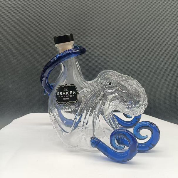 Unique Kraken Octopus Glass Liquor Bottle, Clear Rum Decanter, Decorative Barware & Home Display Piece For Spirits_maomaolike.com
