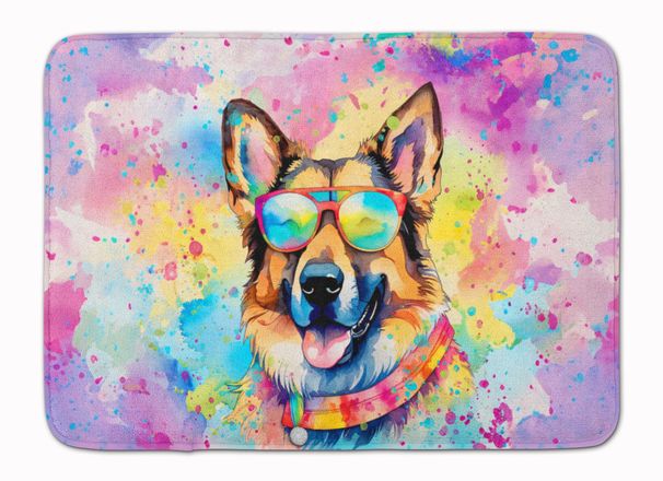 German Shepherd Hippie Dawg Memory Foam Kitchen Mat Machine Washable Anti-Fatigue Mat Cushion Comfort Bath Mat Or Kitchen Rug_maomaolike.com