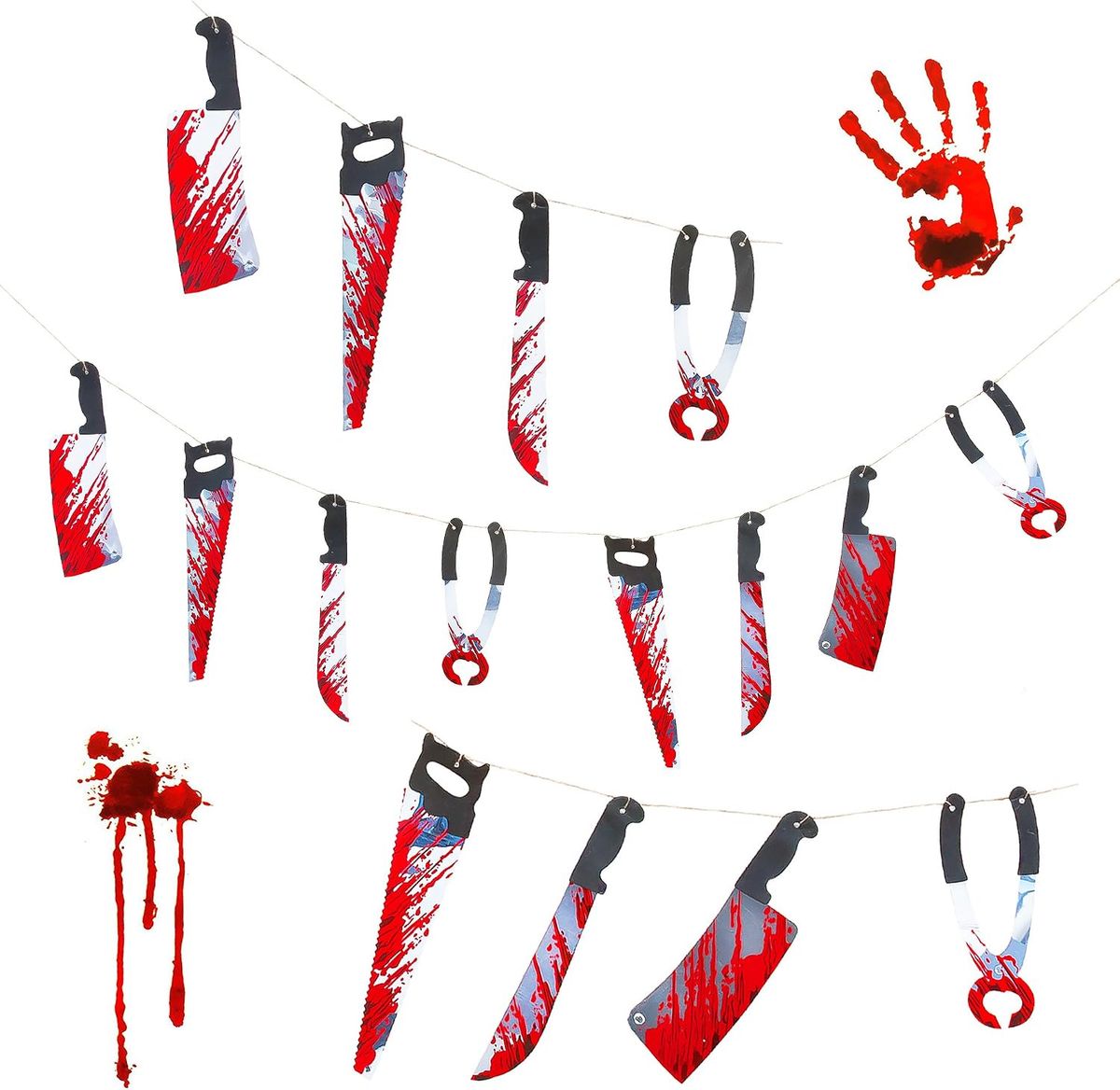 8/12Pcs Halloween Bloody Fake Knife, Garland & Banner. Zombie Vampire Party Decor For Haunted House, Bar, Indoor And Outdoor Yard._maomaolike.com