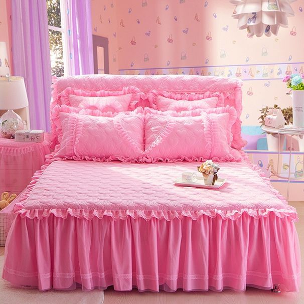 Korean Style Lace Skirt Single Piece Male President Dream Silk Bed Set Quilted Thickened 1.8m Mattress Non-Slip Protective Cover_maomaolike.com