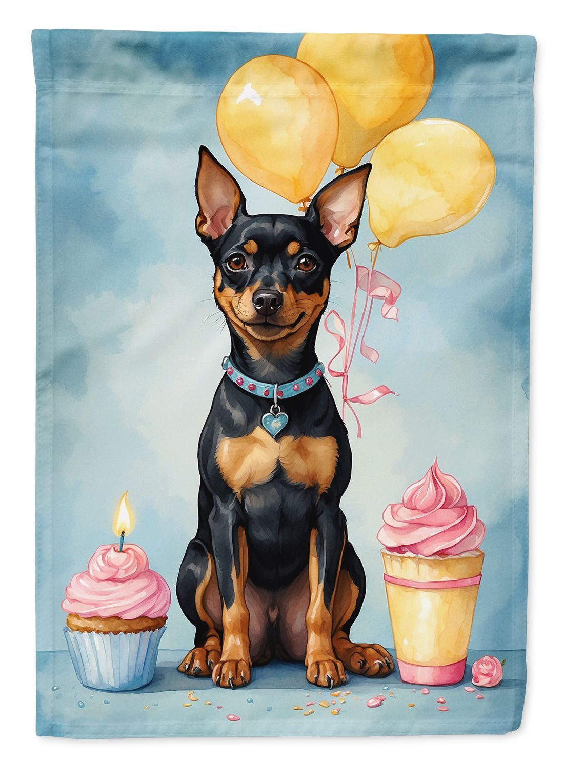 Miniature Pinscher Happy Birthday House Flag Large Porch Sleeve Pole Decorative Outside Yard Banner Artwork Wall Hanging, Polyester, House Size, Multicolor_maomaolike.com