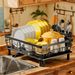MOUKABAL Dish Drying Rack With Drainboard For Kitchen Counter, Black_maomaolike.com