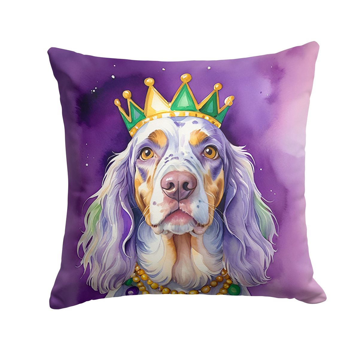 English Setter King Of Mardi Gras Throw Pillow Machine Washable, Indoor Outdoor Decorative Pillow For Couch, Bed Or Patio, 18Hx18W_maomaolike.com