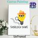 Sherlock Ohms Detective Lightbulb Painting Poster, Whimsical Cartoon Style Poster, Fun Electrical Pun Decor Ideal For Home Office, Living Room_maomaolike.com