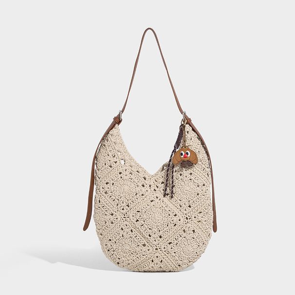 Wax Rope Hollow Woven Large Capacity Tote Beach Vacation Shoulder Underarm Bag For Women Summer_maomaolike.com