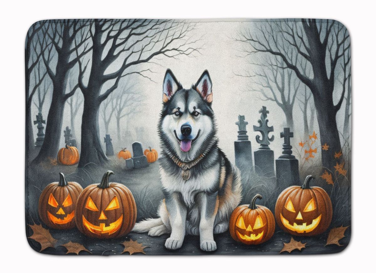 Alaskan Malamute Spooky Halloween Memory Foam Kitchen Mat Machine Washable Anti-Fatigue Mat Cushion Comfort Bath Mat Or Kitchen Rug_maomaolike.com