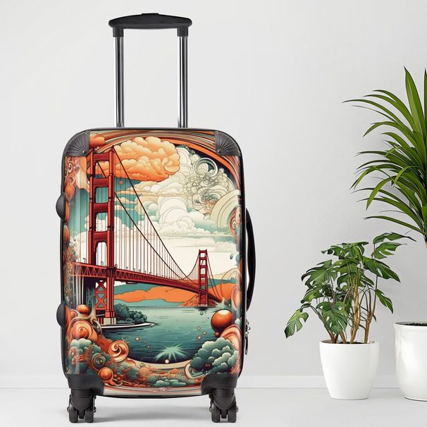 Golden Gate Bridge Luggage, 20/24/28 Inch Luggage, Carry-On, Custom Luggage, Luggage Set, Suitcase, Travel, Vacation, Cabin Suitcase, Custom Suitcase, Personalized Luggage_maomaolike.com