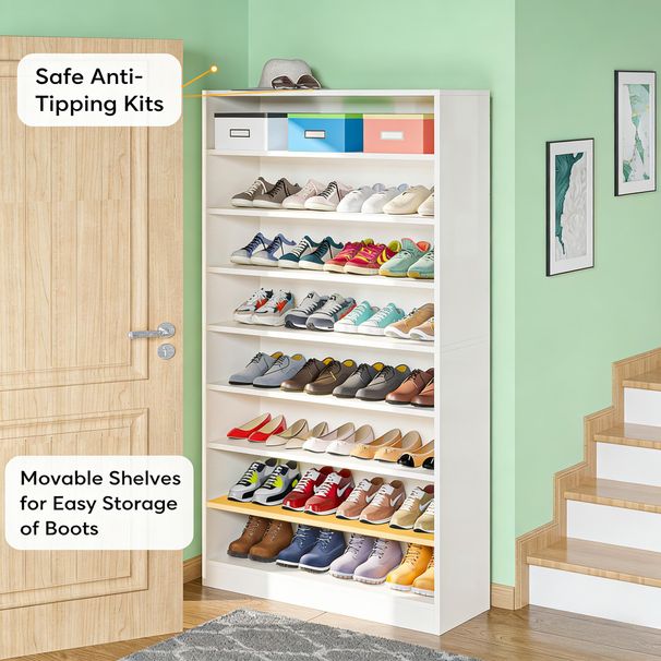 Freestanding Shoe Cabinet, 9-Tier 40-45 Pairs Shoe Storage Rack_maomaolike.com
