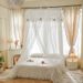 Round Hanging Canopy Mosquito Net, Lace Princess Bed Canopy With No-Drill Adhesive Hooks, Dome Net For Single/Double/King Bed_maomaolike.com