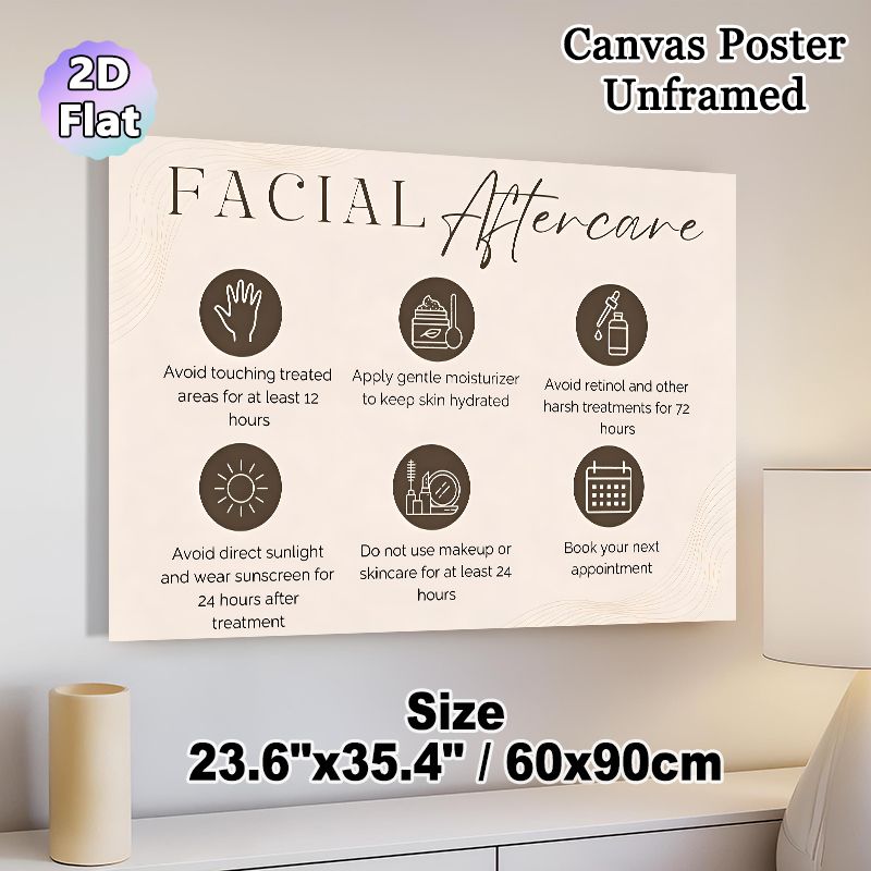 Facial Aftercare Painting Poster, Minimalist Line-art Instructional Poster, Practical Post-facial Care Guide Suitable For Beauty Salons, Spas_maomaolike.com