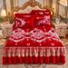 European Princess Lace Quilted Crystal Single Piece Thickened Warm Milk Velvet Bed Cover Bedspread Skirt Style 1.8m_maomaolike.com