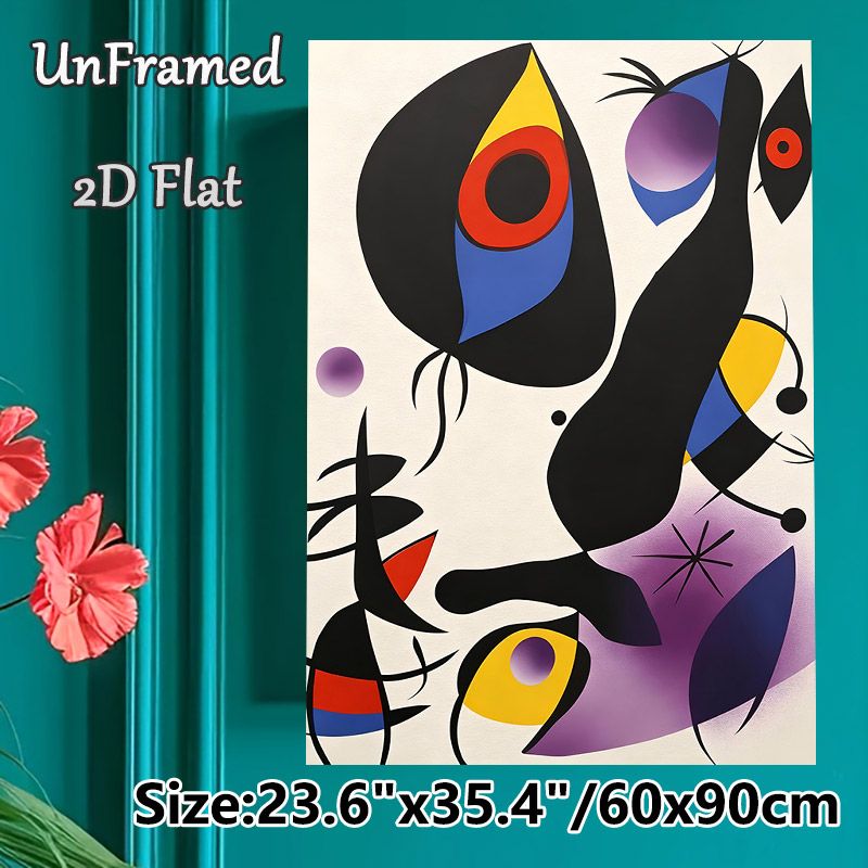 Abstract Surrealist Painting Poster, Vibrant Bold Whimsical Abstract Shape Poster, Artistic Organic Color-blocked Forms To Enhance Decor For Living_maomaolike.com
