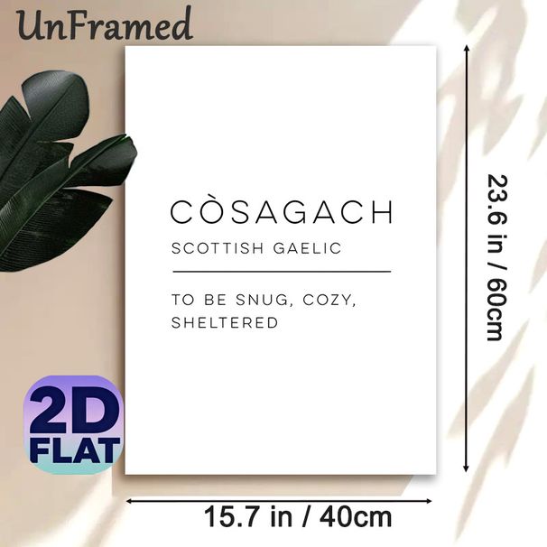 Scottish Gaelic "Còsagach" Definition Painting Poster, Minimalist Black & White Typography Poster, Warm Cozy Vibe Wall Decor Ideal For Bedroom, Living_maomaolike.com