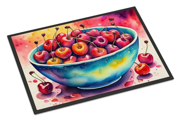 Colorful Cherries Doormat Front Door Mat Indoor Outdoor Rugs For Entryway, Non Slip Washable Low Pile, 24H X 36W_maomaolike.com