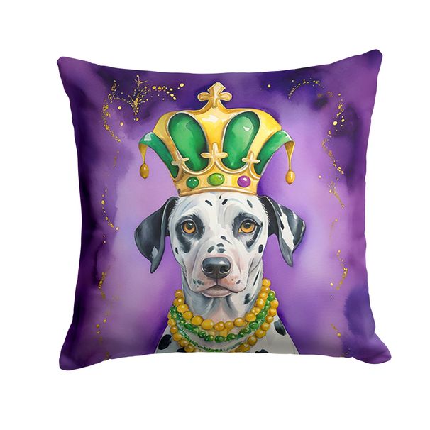 Dalmatian King Of Mardi Gras Throw Pillow Machine Washable, Indoor Outdoor Decorative Pillow For Couch, Bed Or Patio, 18Hx18W_maomaolike.com