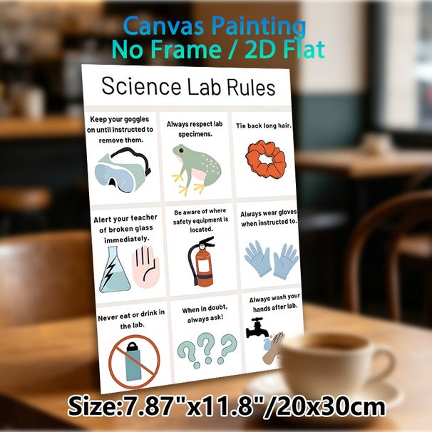 Science Lab Rules Painting Poster, Clear Cartoon-style Lab Safety Guidelines Poster, Conveys Essential Lab Safety Regulations, Ideal For Science_maomaolike.com