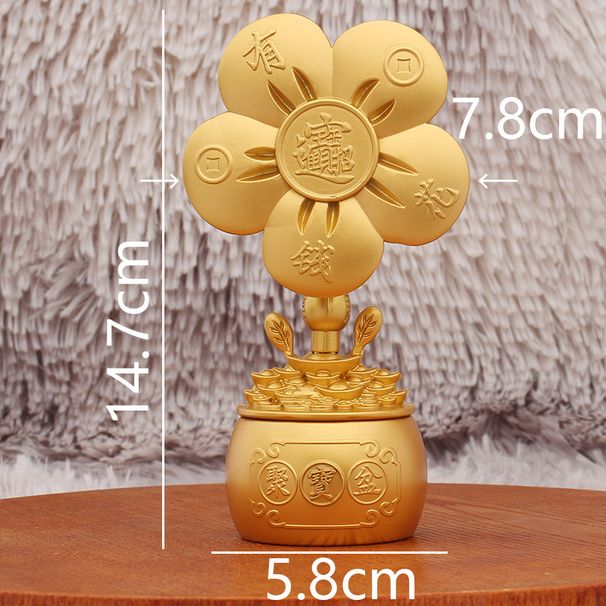 Gold-Plated Money Flower Yuanbao Treasure Bowl Five Blessings Wealth Windmill Rotating Ornament Metal Craft_maomaolike.com