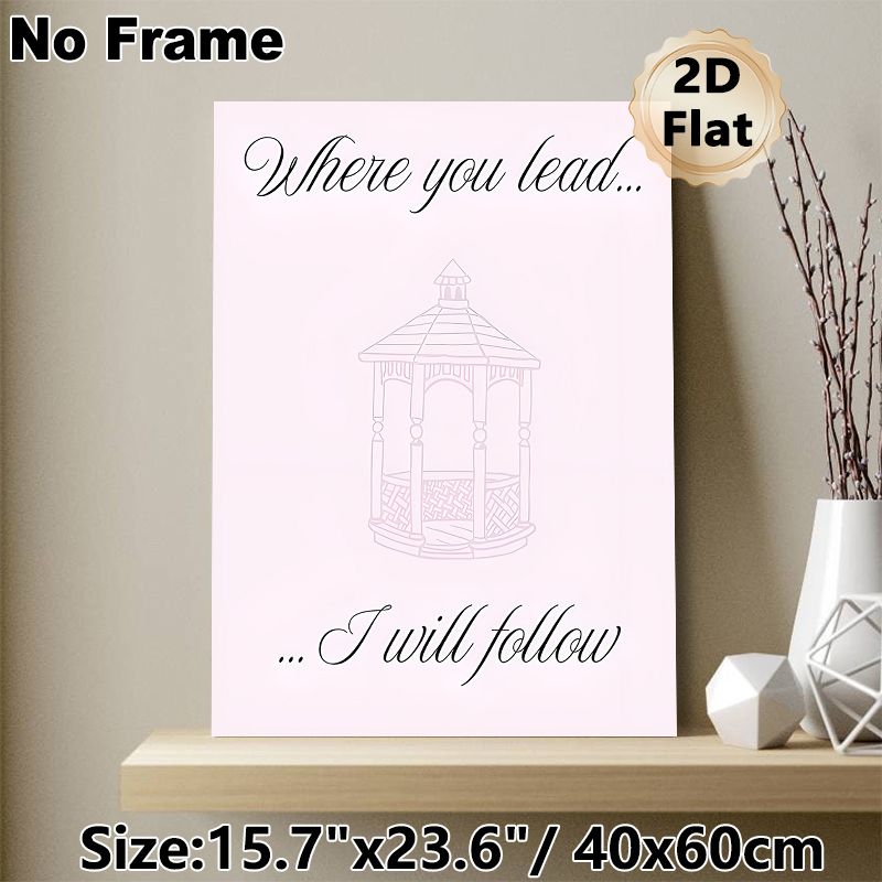 Romantic Gazebo Quote Painting Poster, Delicate Line Art Soft Pink Gazebo With Elegant Script Quote Poster, Warm Heartfelt Decor For Bedroom, Living_maomaolike.com
