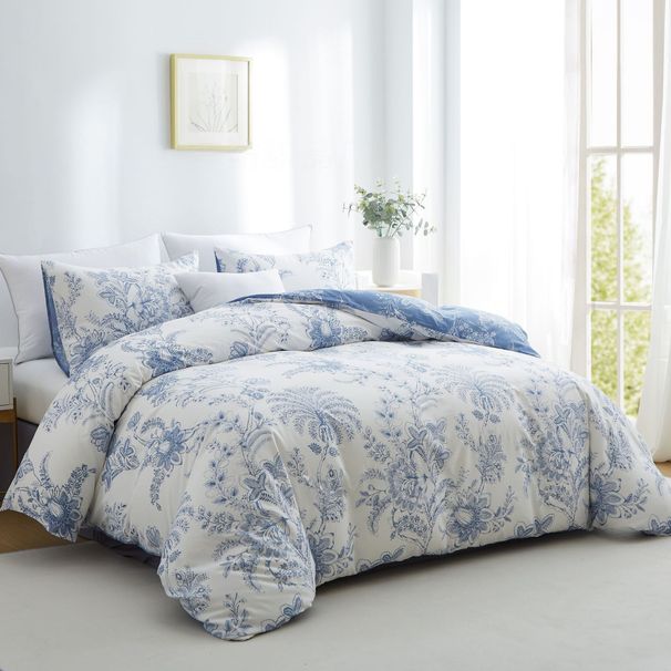 Soft Fiber Floral Print Duvet Cover Three - Piece Set - Active Printing - Multiple Sizes_maomaolike.com
