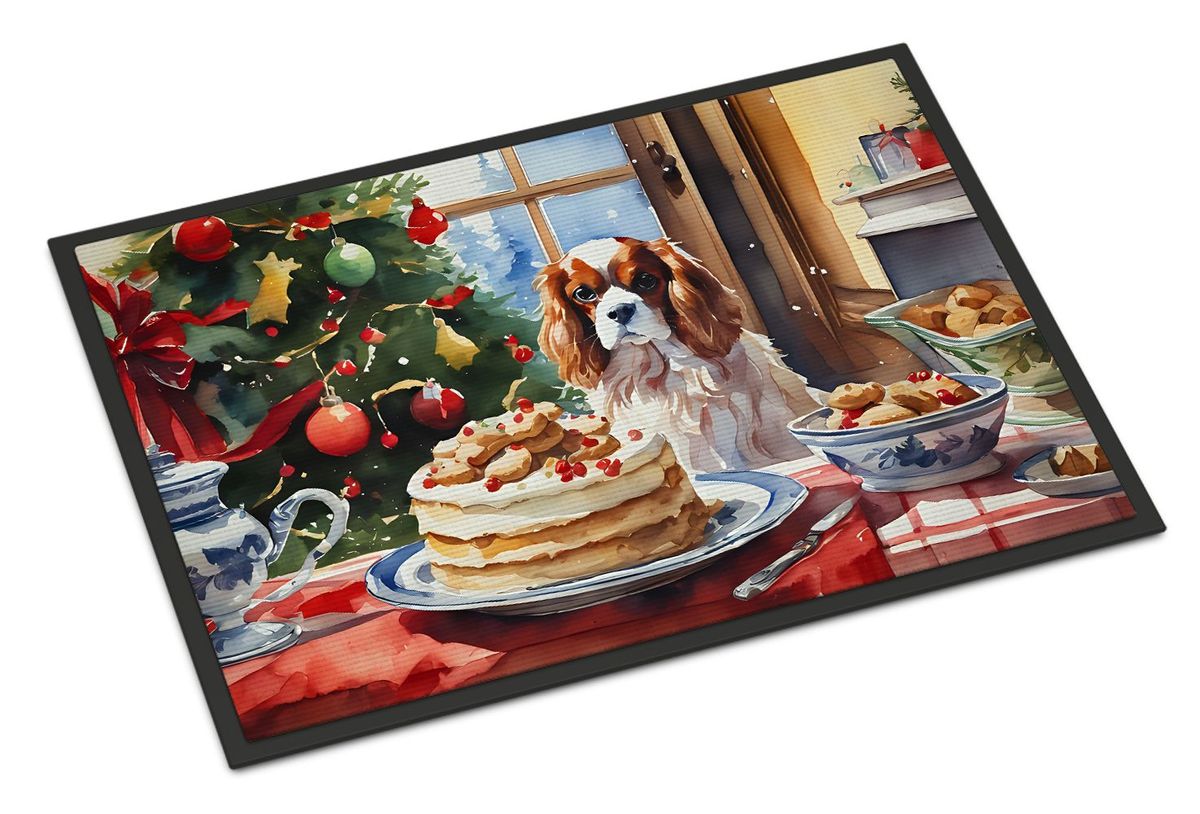 Cavalier Spaniel Christmas Cookies Doormat Front Door Mat Indoor Outdoor Rugs For Entryway, Non Slip Washable Low Pile, 24H X 36W_maomaolike.com